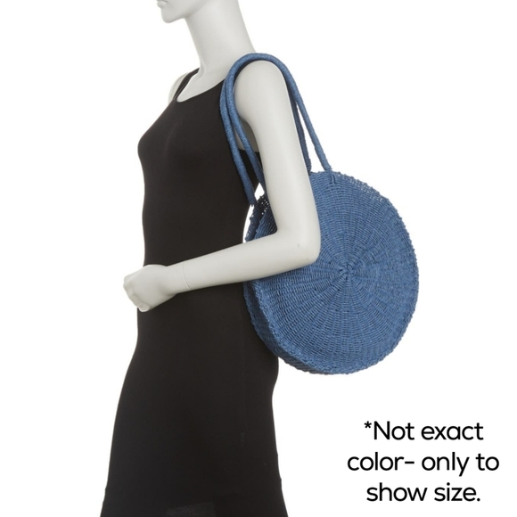 New! French Connection Oversized Circle Large Straw Tote Bag - Picture 2 of 16